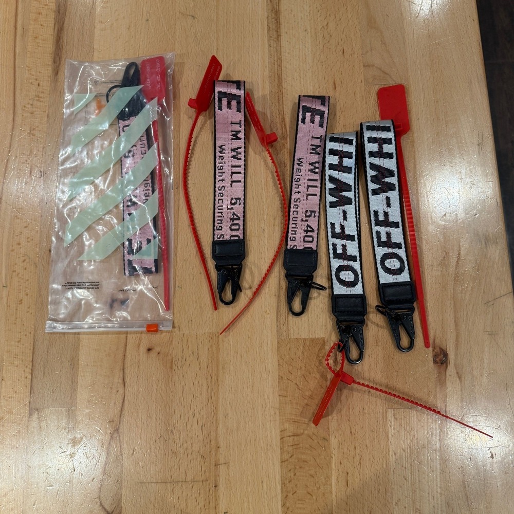 OFF WHITE Industrial Keychains Lanyards Pink and White Set of 5
